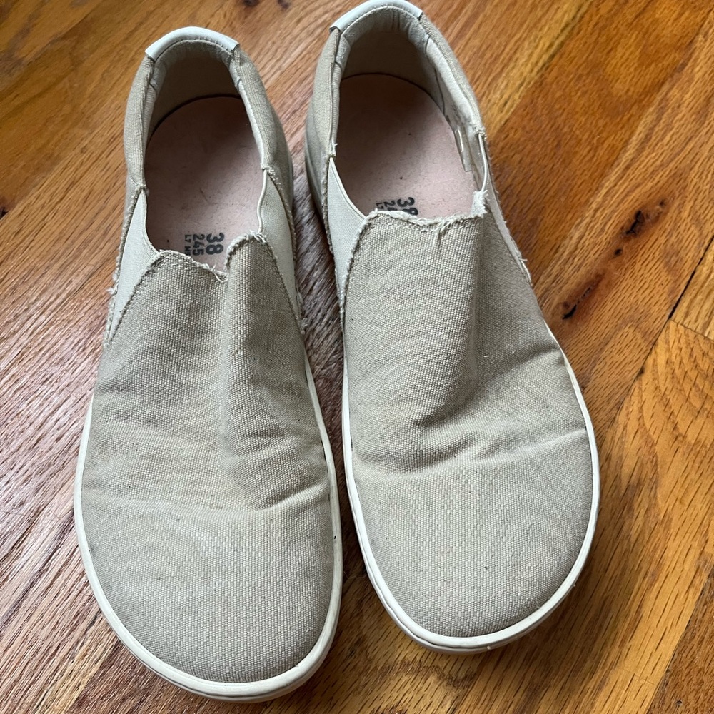 Birkenstock Beige Canvas Slip-On Sneakers